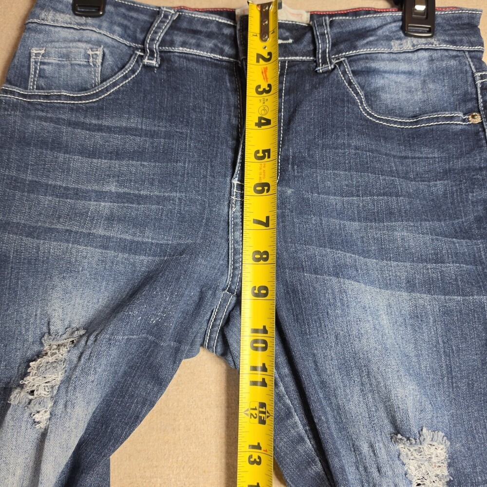 L & B Lucky & Blessed Stretchy Distressed Denim Blue Jeans Sz 6 Momcore Grunge - Picture 5 of 12